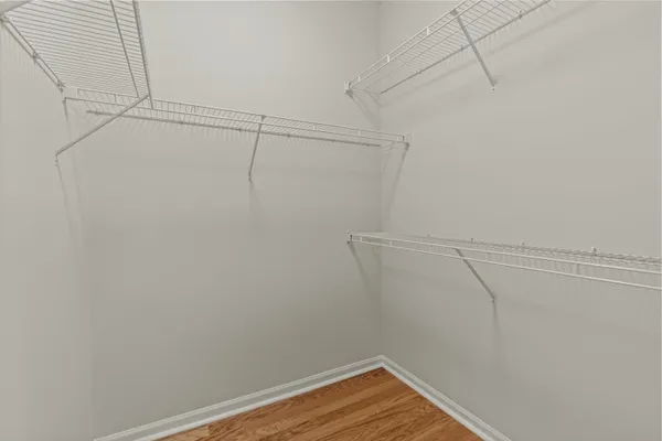 a view of a room with racks on the wall