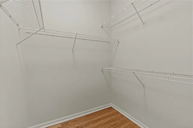 a view of a room with racks on the wall