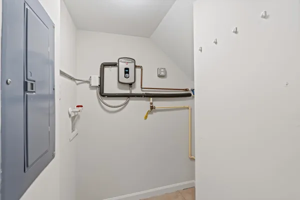 a bathroom with a bathtub