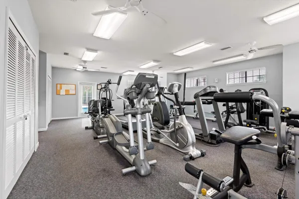 a view of a room with gym equipment