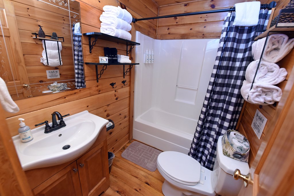 789 Old Mill Pond Road Mineral Bluff, GA 30559 - Photo 50 of 59 a bathroom with a sink toilet and shower