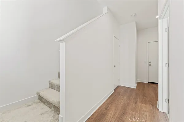 a view of small space with wooden floor
