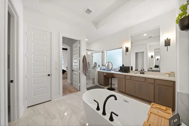 a bathroom with a sink double vanity