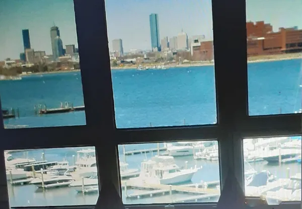 a view of a lake from a room