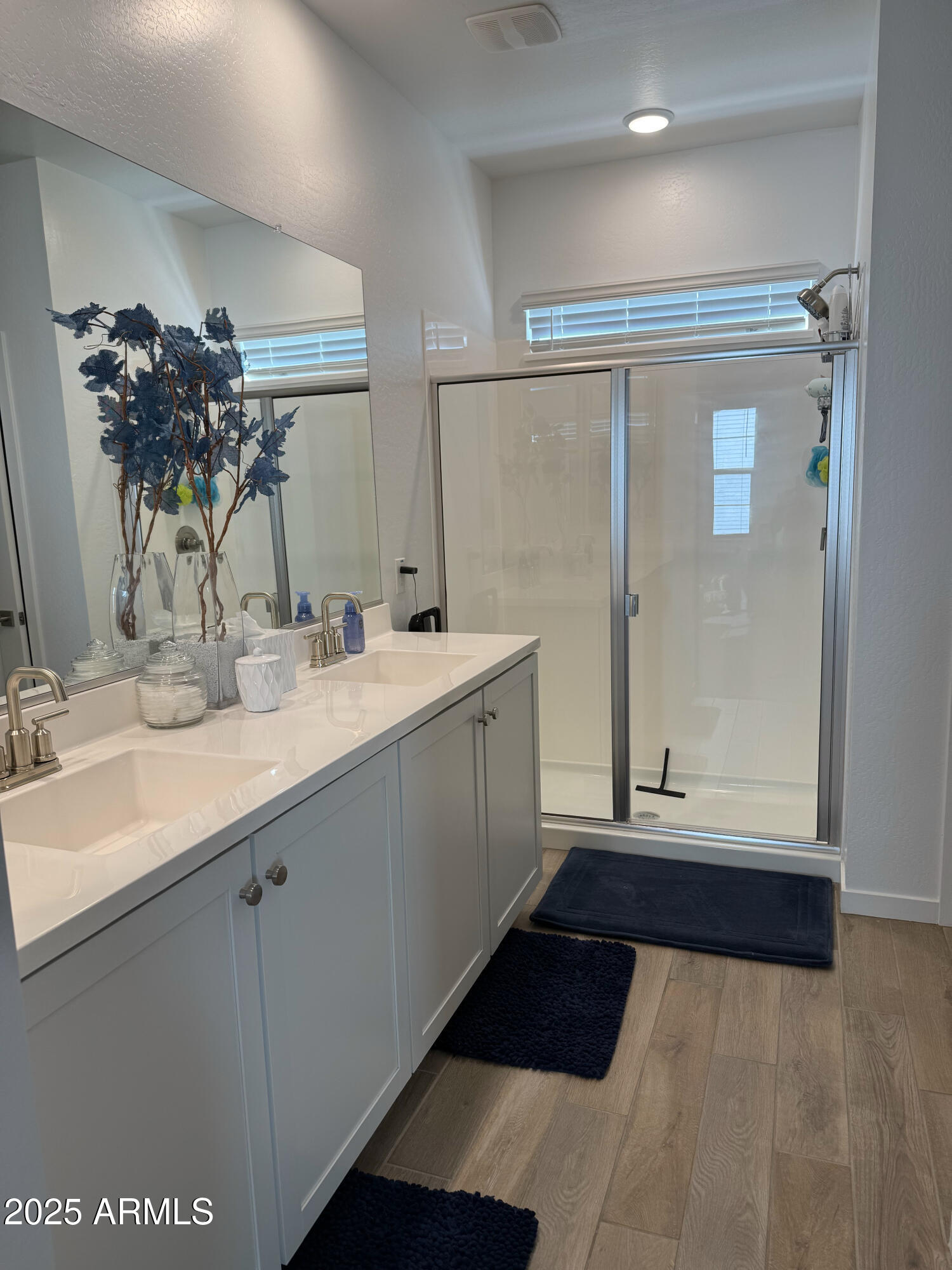 9223 East Sphere Avenue Mesa, AZ 85212 - Photo 7 of 14 a bathroom with a double vanity sink and a mirror
