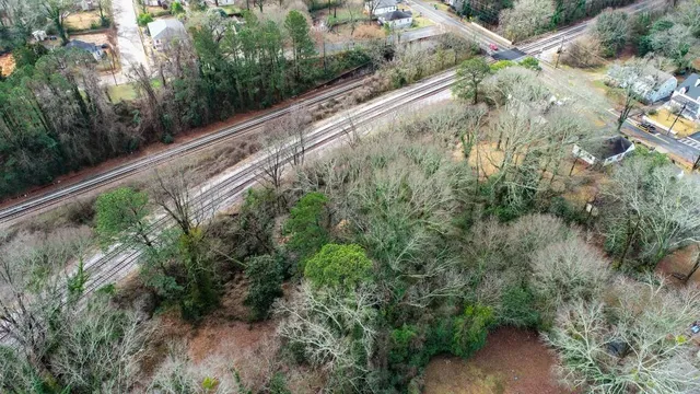 a view of a yard with plants and a bench