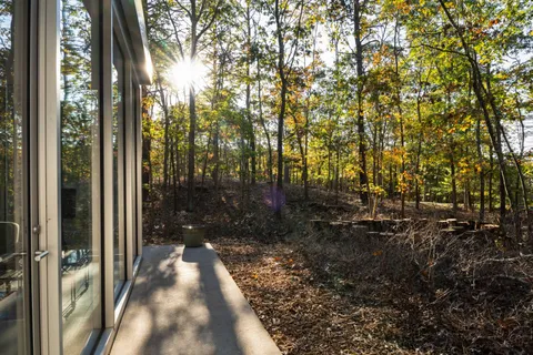 a view of swimming pool with outdoor seating and trees