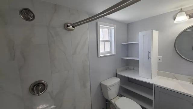 a bathroom with a shower