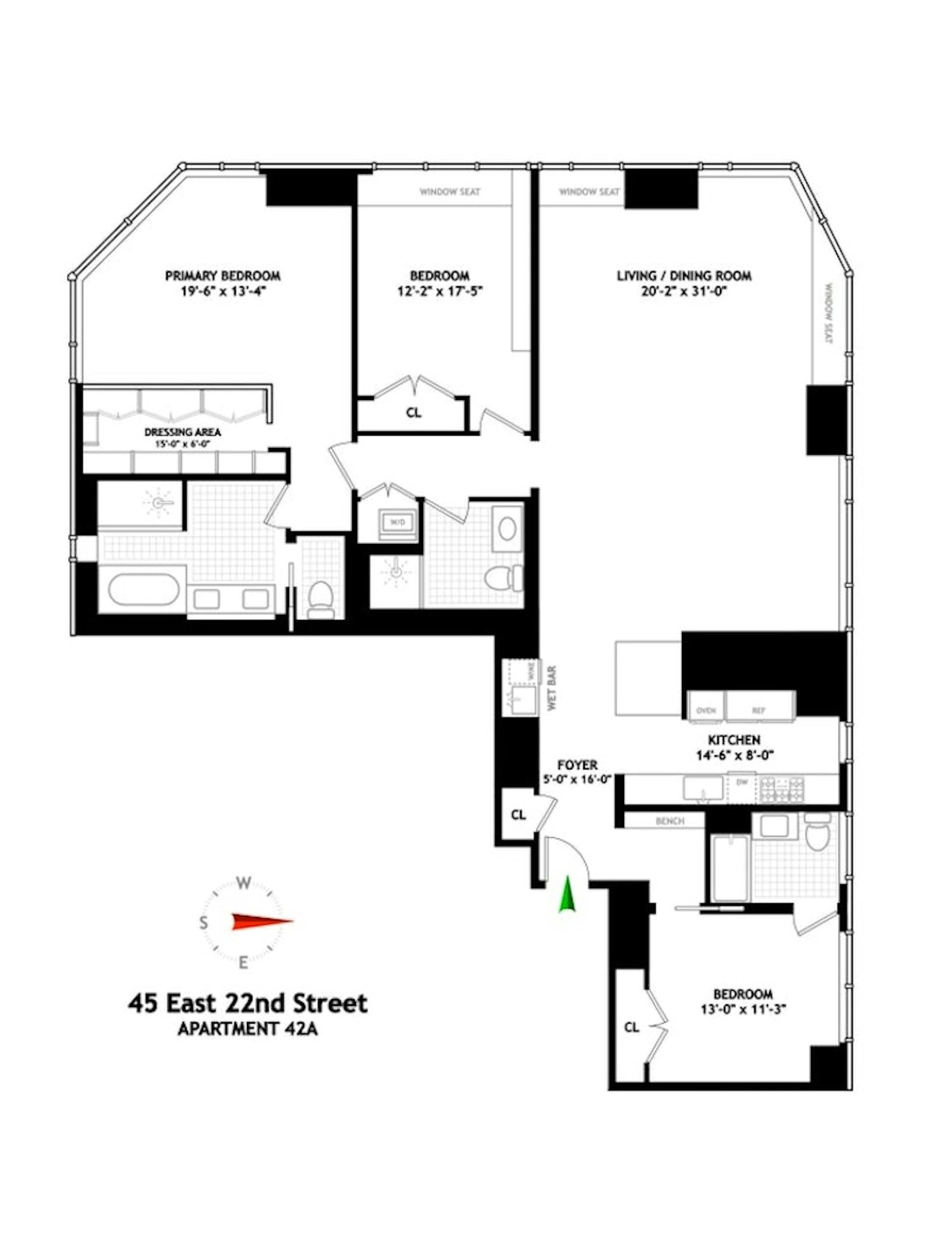 45 East 22nd Street, Unit 42A Manhattan, NY 10010 - Photo 23 of 23 a picture of a floor plan