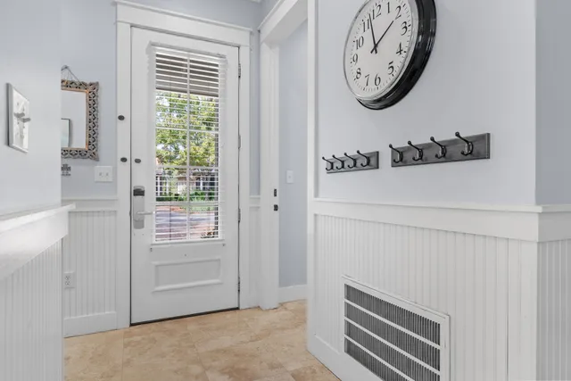 a view of a hallway with elevator