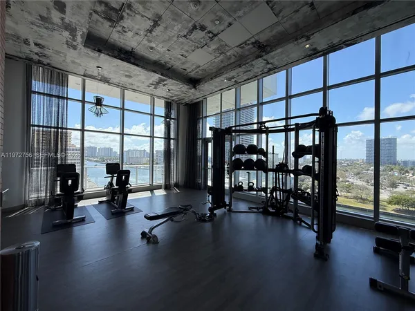 a view of a room with gym equipment