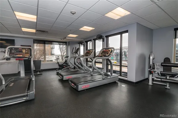 a view of a room with gym equipment
