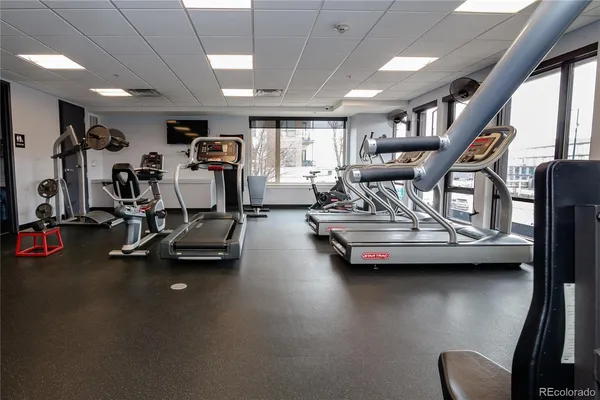 a view of a room with gym equipment