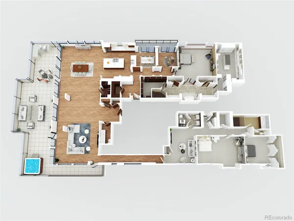 a view of living room with furniture and flat screen tv