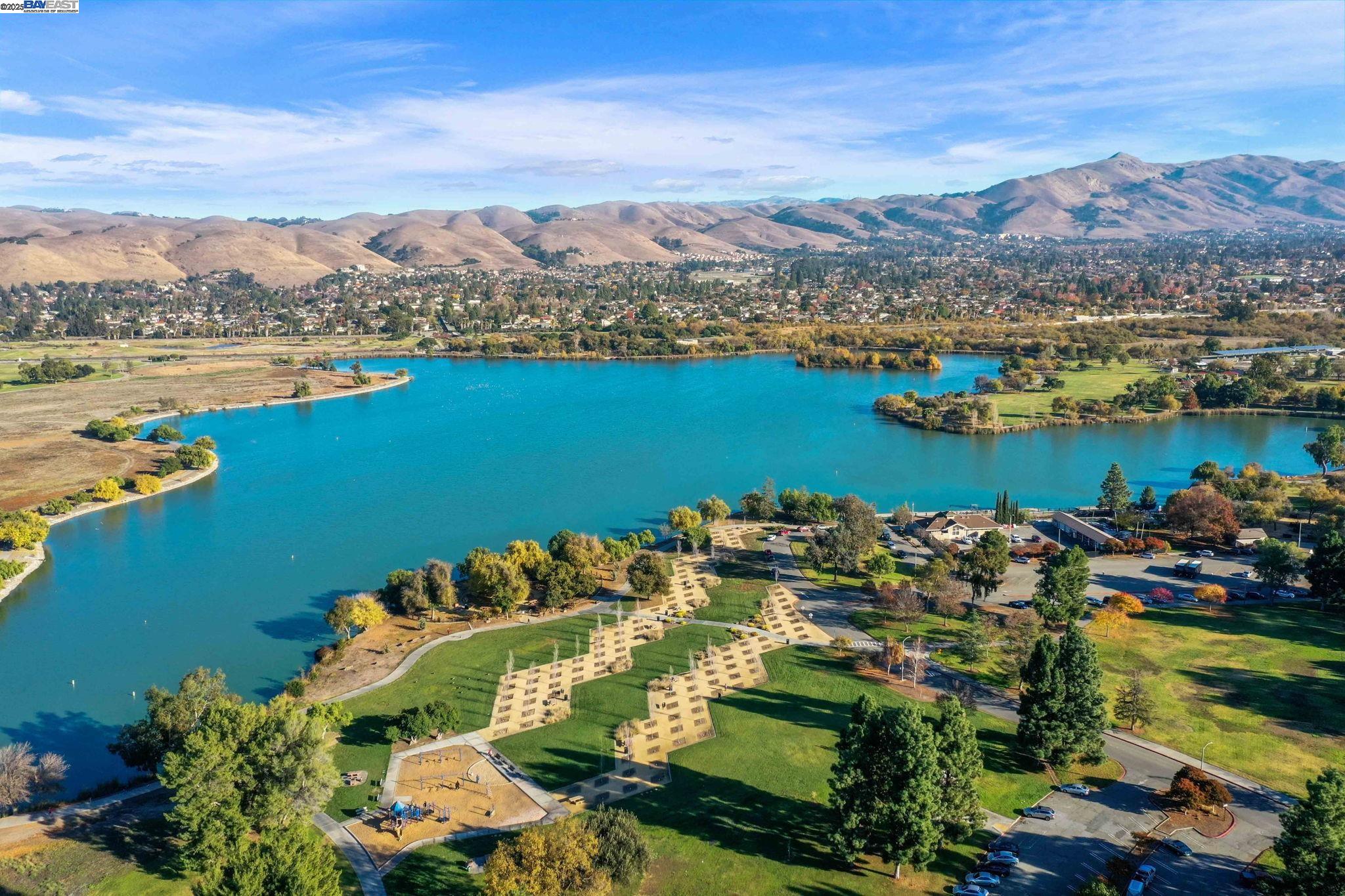 4403 Burke Way Fremont, CA 94536 - Photo 45 of 58 an aerial view of a houses with a lake