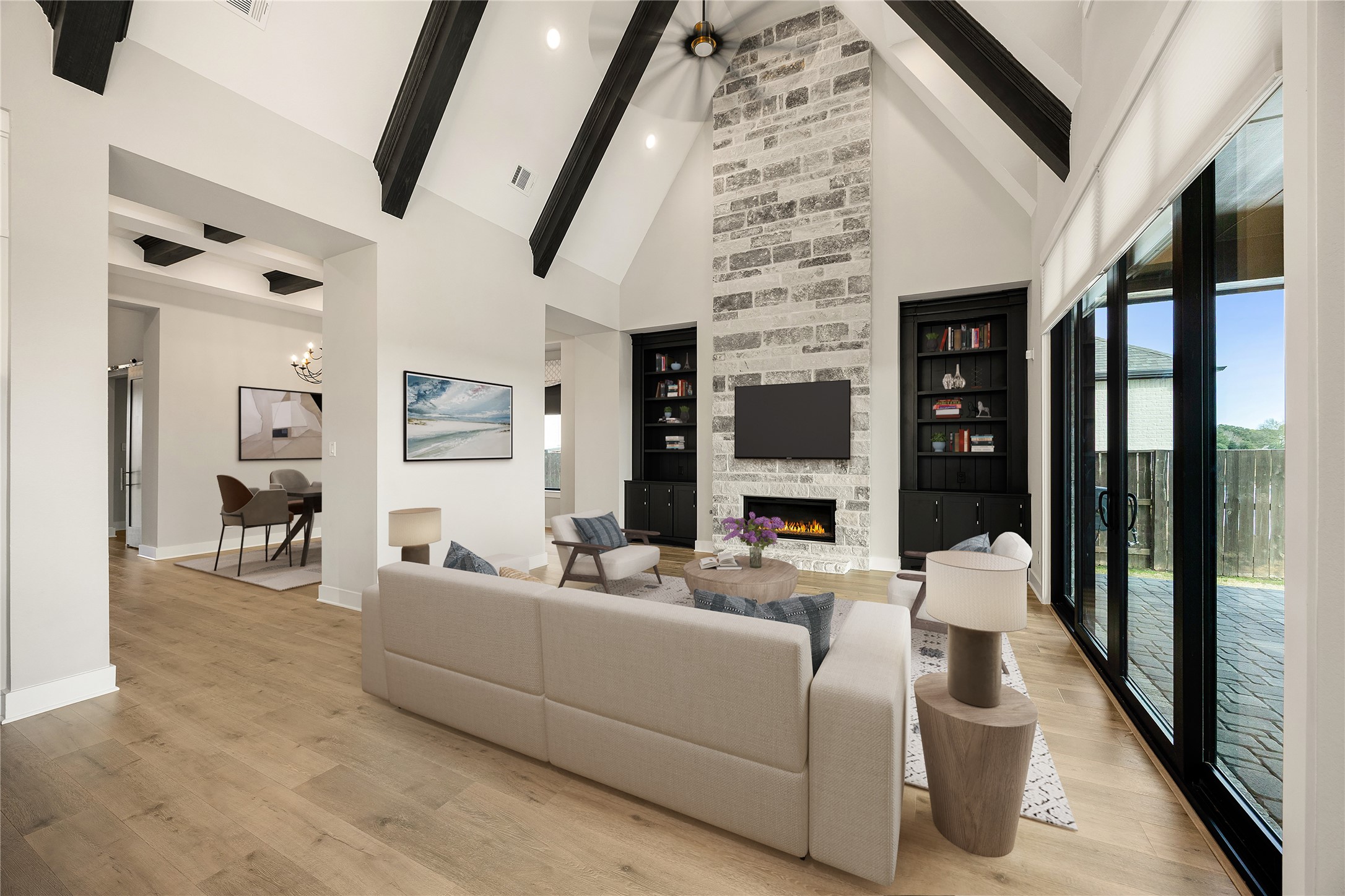 6707 Nimitz Court Katy, TX 77493 - Photo 8 of 43 a living room with furniture and a fireplace