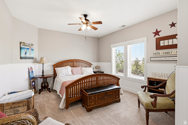 2204 Bridgewater Road Cedar City, UT 84721 - Photo 18 of 40 Bedroom 3 off the Loft with Wainscoting and a Ceiling Fan, Overlooks the Front of the Home