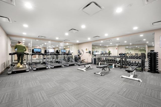 a view of a room with gym equipment