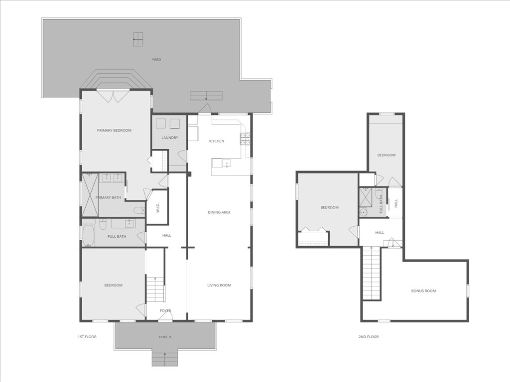 1201 Garden Street, Unit A Austin, TX 78702 - Photo 30 of 30 A comprehensive floor plan detailing the layout of a spacious home across two levels.