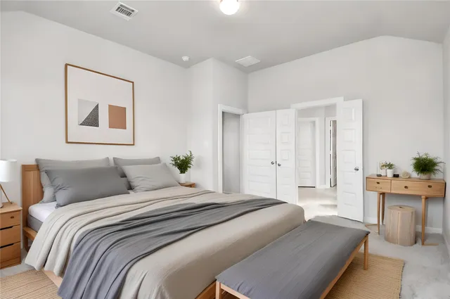 a bathroom with 2 sink and a mirror