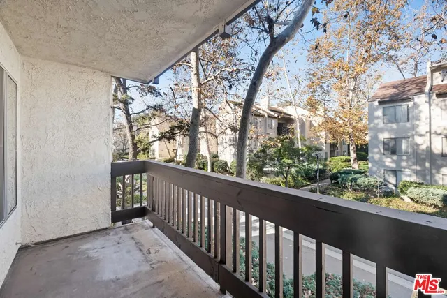 a view of a building from a balcony