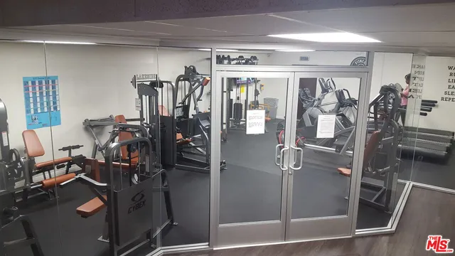 a view of a room with gym equipment
