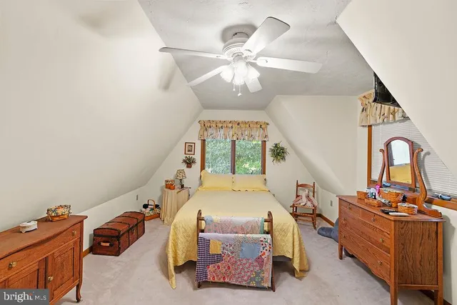 a room with table and white walls