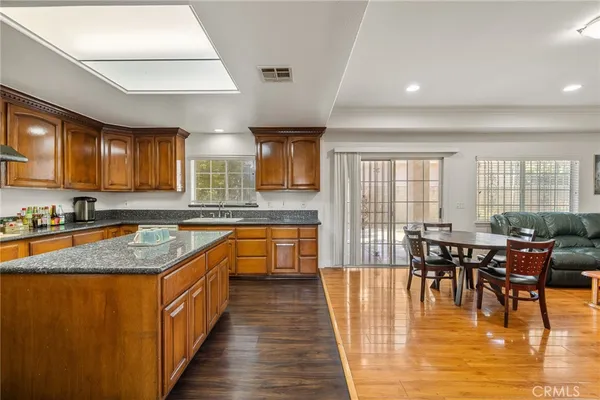 a large kitchen with lots of counter space