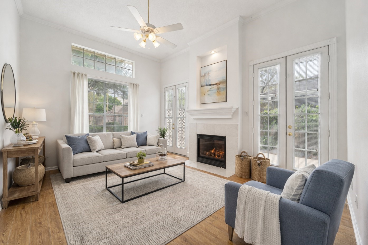14420 Walters Road, Unit 55 Houston, TX 77014 - Photo 7 of 35 a living room with furniture and a fireplace