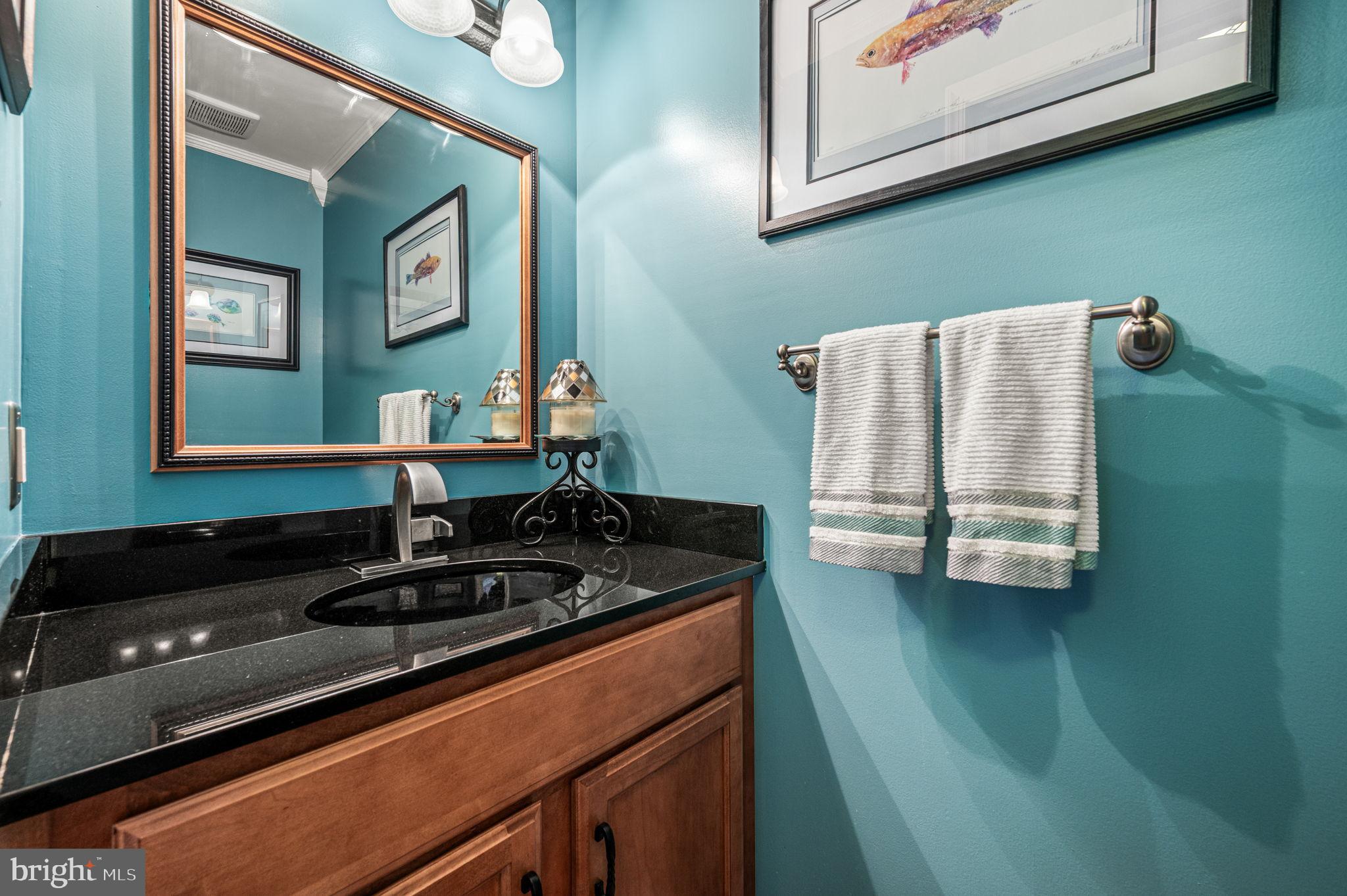 650 Willow Lane Atglen, PA 19310 - Photo 20 of 49 Vibrant teal bathroom with elegant accents.
