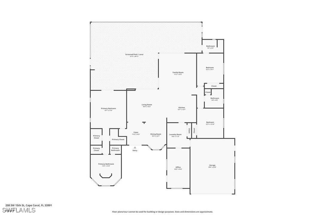208 Southwest 15th Street Cape Coral, FL 33991 - Photo 35 of 50 a picture of floor plan