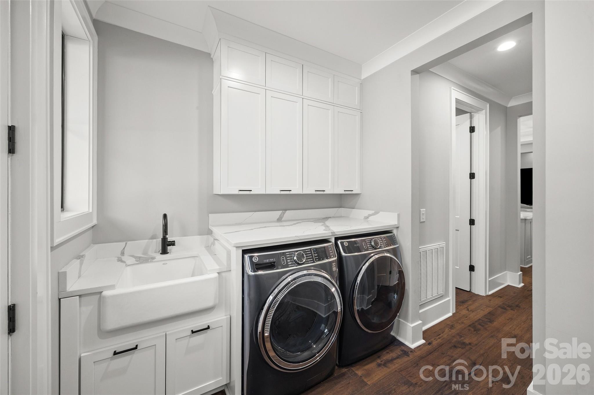 5438 Ralph Harper Lane Clover, SC 29710 - Photo 17 of 28 a utility room with sink dryer and washer