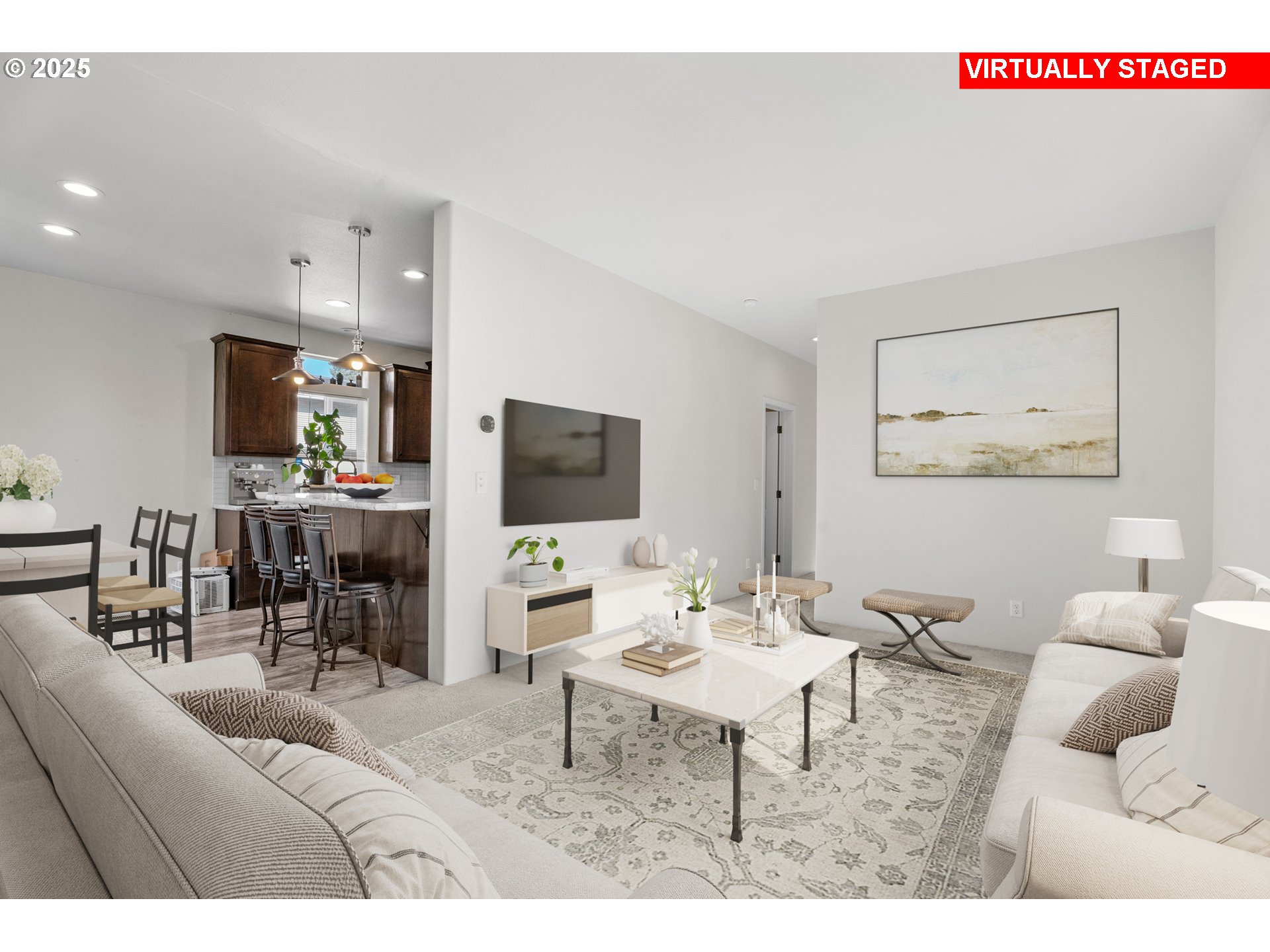 9700 Southwest Tualatin Road, Unit 9 Tualatin, OR 97062 - Photo 3 of 18 a living room with furniture and a flat screen tv