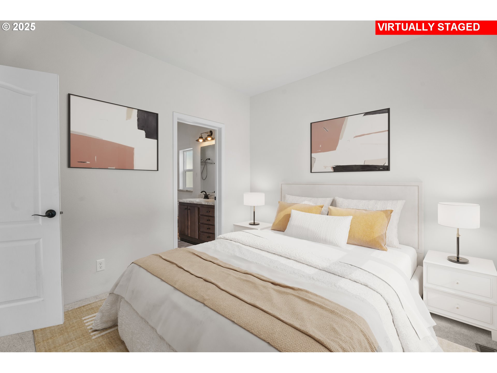 9700 Southwest Tualatin Road, Unit 9 Tualatin, OR 97062 - Photo 7 of 18 a bedroom with a bed and a painting on the wall