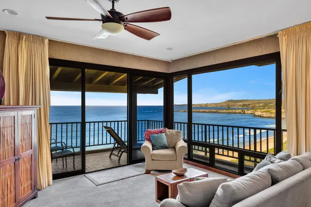 a balcony with furniture