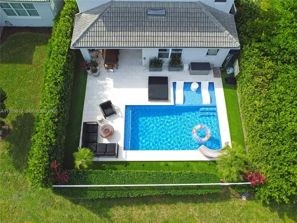 an aerial view of a house