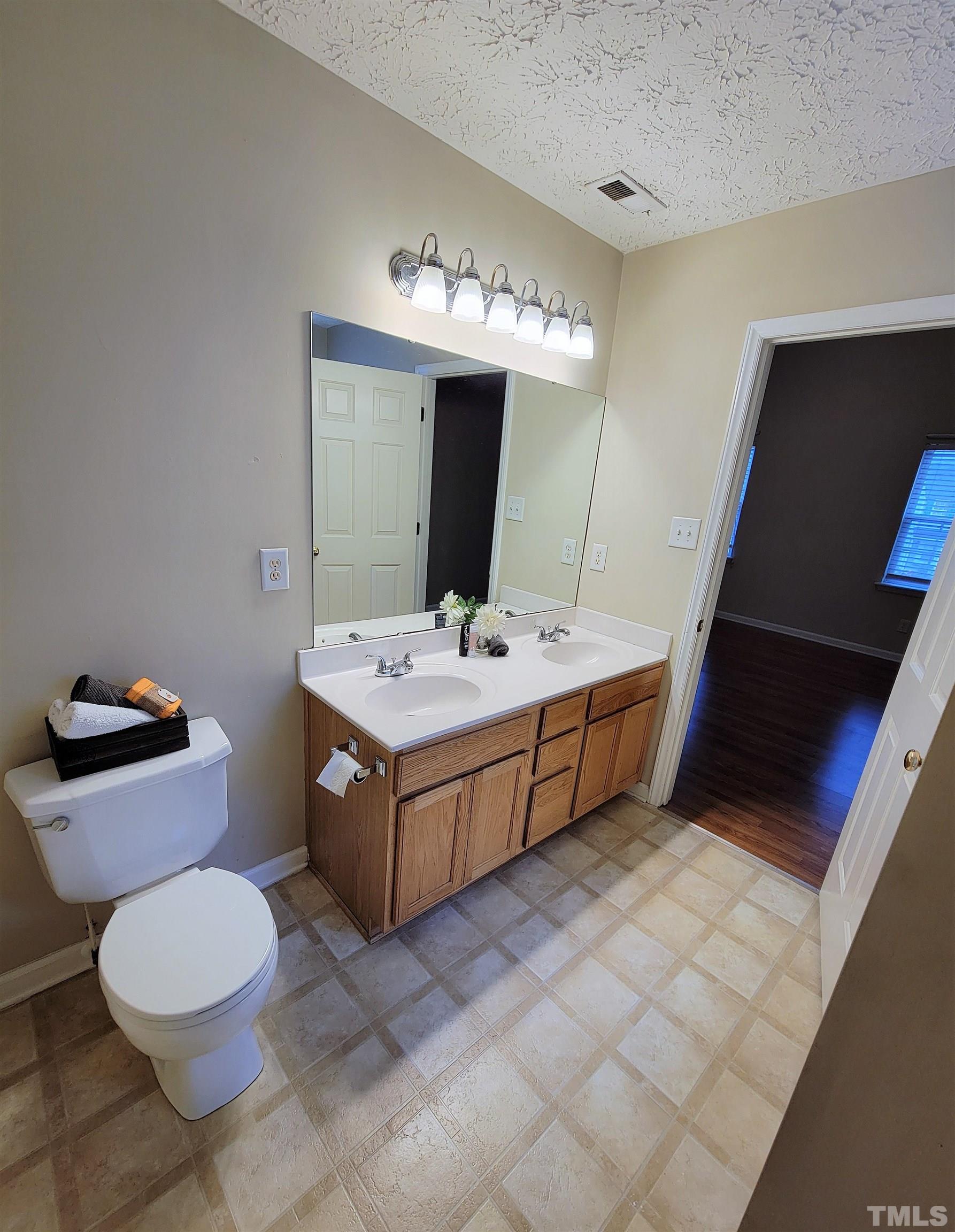 4237 Palafox Court Raleigh, NC 27604 - Photo 13 of 20 a bathroom with a double vanity sink mirror and toilet