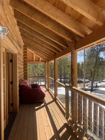 a balcony with furniture