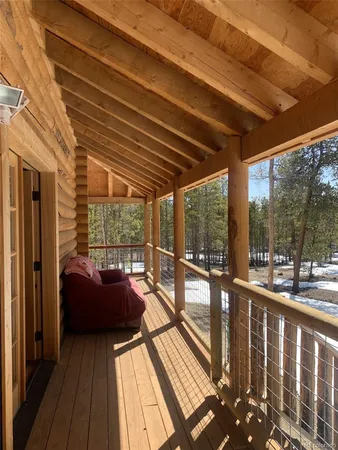 a balcony with furniture