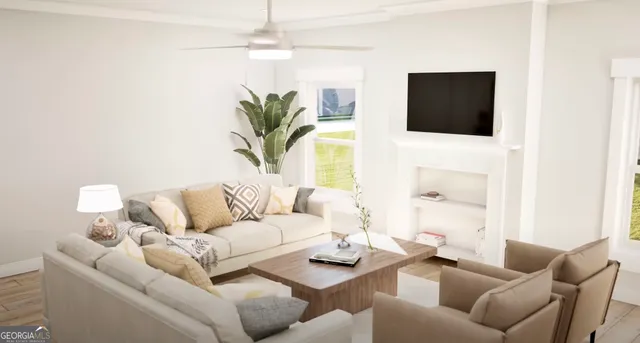 a living room with furniture and a flat screen tv