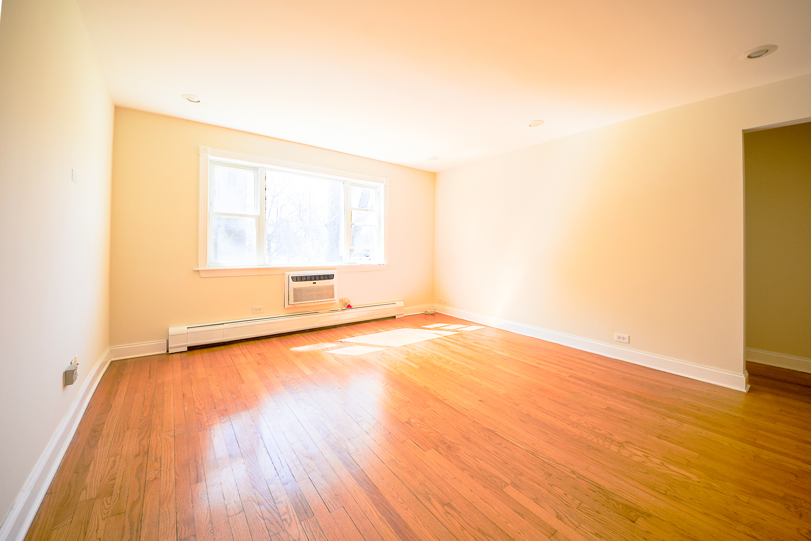 1308 Perry Street, Unit B Des Plaines, IL 60016 - Photo 4 of 11 an empty room with wooden floor and windows