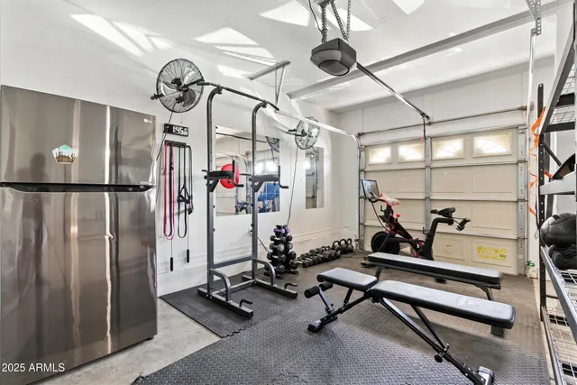 a view of a room with gym equipment