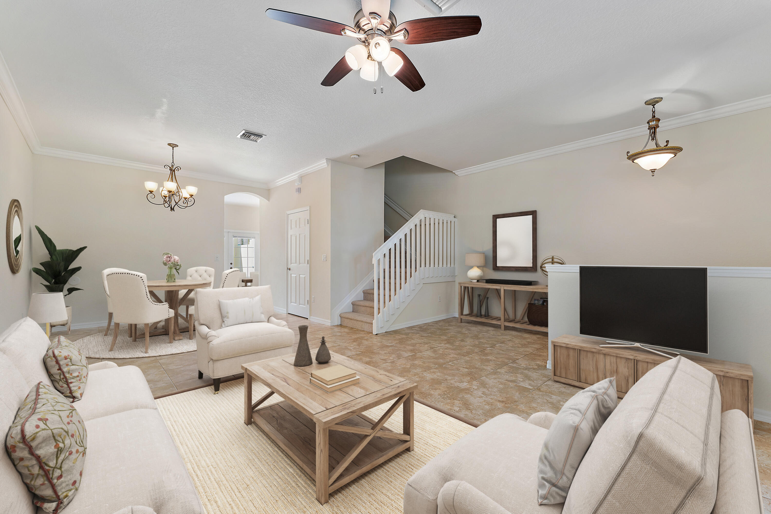 128 West Thatch Palm Circle Jupiter, FL 33458 - Photo 5 of 35 a living room with furniture and a flat screen tv