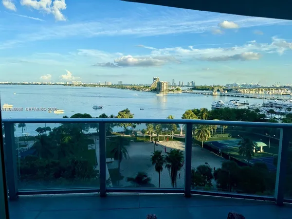 a view of a lake from a balcony
