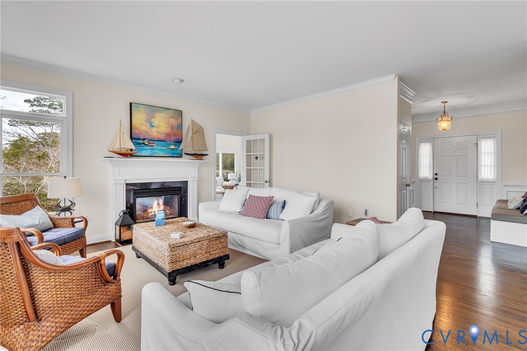 5337 Irvington Road White Stone, VA 22578 - Photo 20 of 53 Living room with water view and gas fireplace