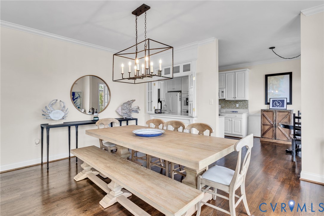 5337 Irvington Road White Stone, VA 22578 - Photo 28 of 53 Dining space with hanging lights, and dark wood-st