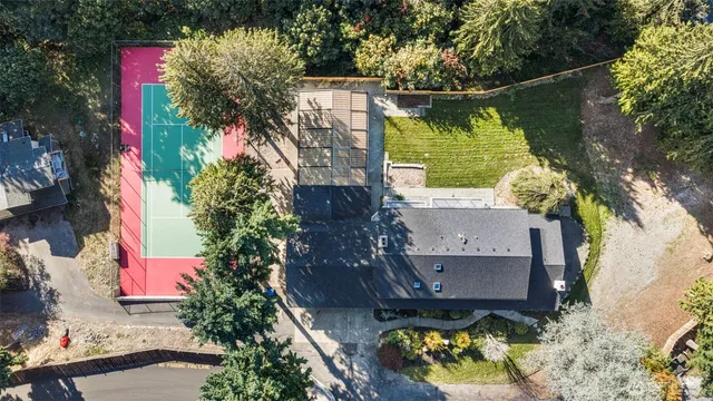 an aerial view of a house