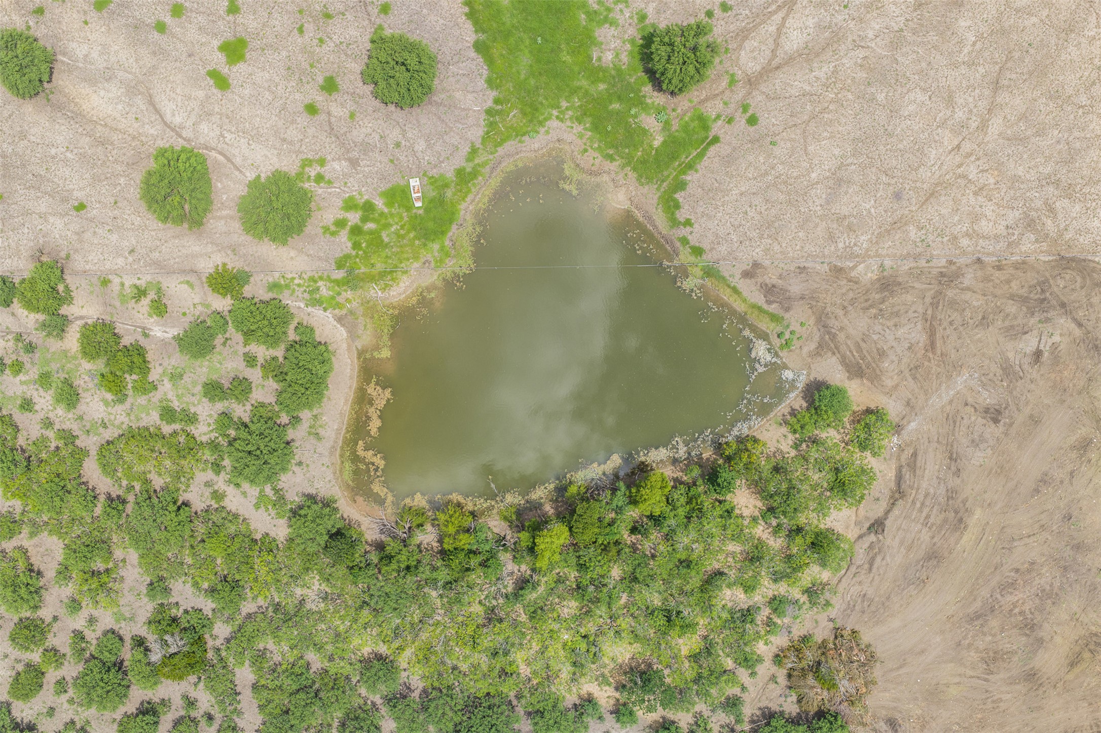 3315 Dry Creek Road Lockhart, TX 78644 - Photo 10 of 26 An aerial perspective reveals the tranquil pond nestled within the verdant landscape.