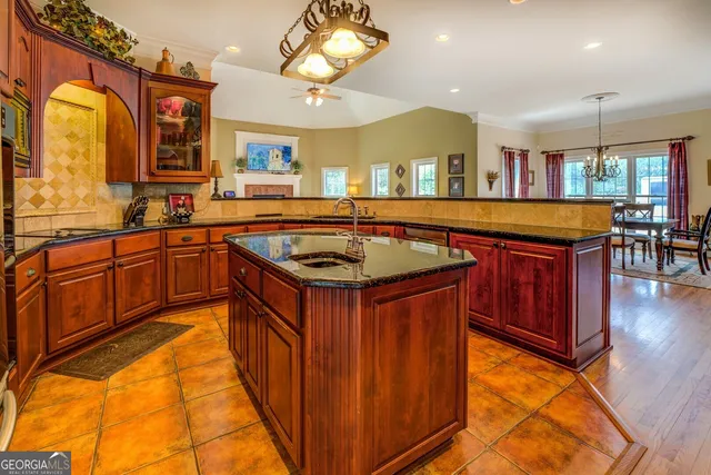 a view of a lake with a house in the background