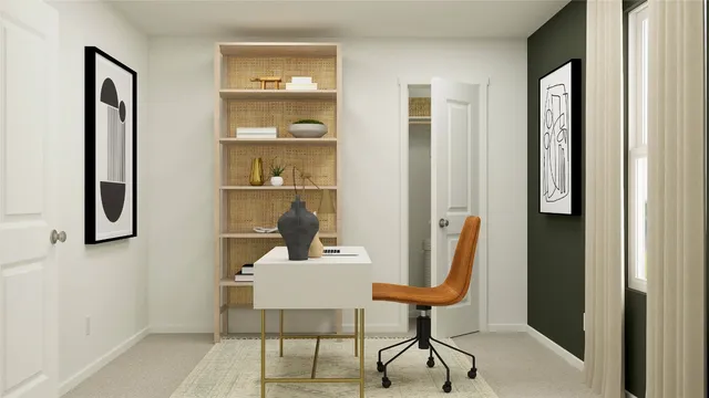 a view of a room with furniture and wooden floor